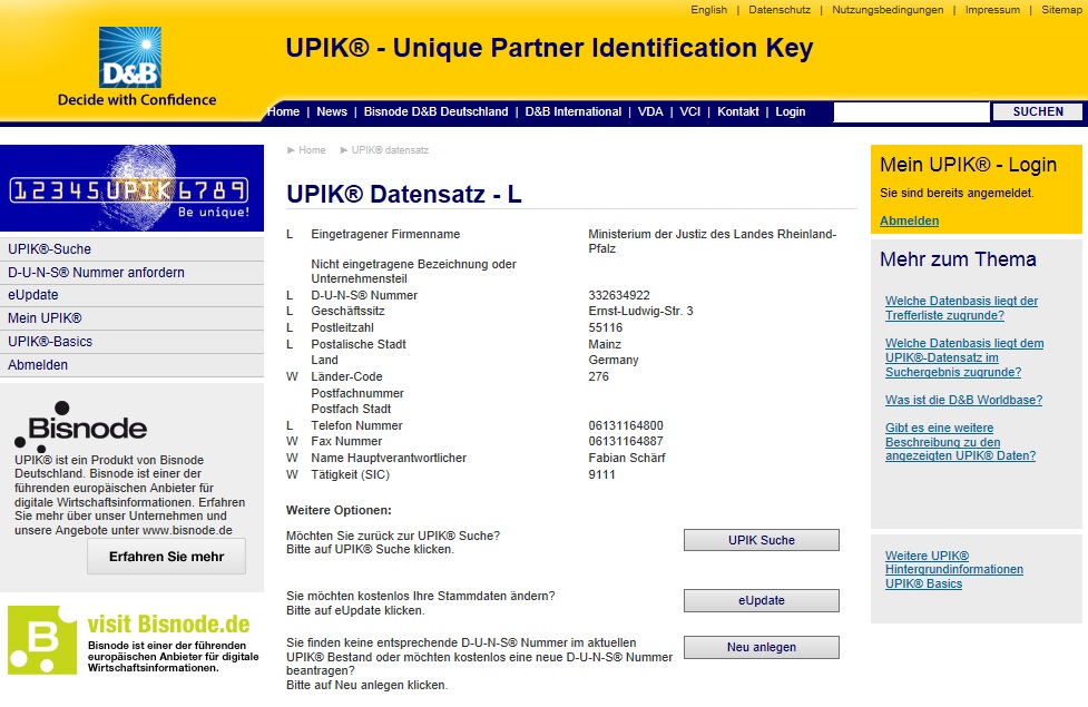 Ministerium der Justiz des Landes Rheinland-Pfalz